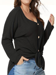 Waffle Knit Long Sleeve Cardigan