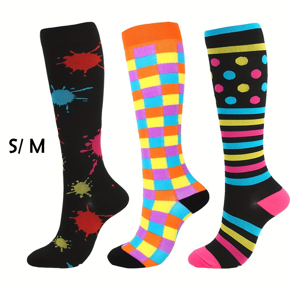 3 Pairs Knee High Compression Socks for Women Men