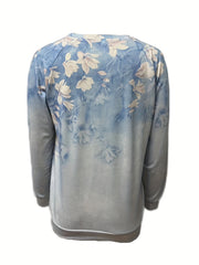 Marble Print Gradient Crew Neck Sweatshirt