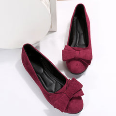 Women's Closed Toe Bow Decor Ballet Flats