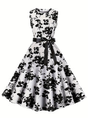 Floral Print Tank Dress Sleeveless A Line Summer Dress