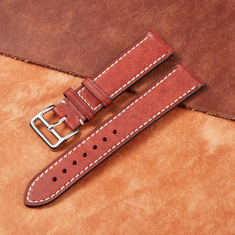 Vintage High-end Leather Watch Band Italian Calfskin Strap
