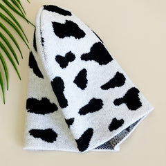 Cow Pattern Jacquard Beanie & Knit Hat Warm Skull Cap Elastic Knitted Ski Hats