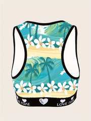 Tropical Print Racer Back Bralette