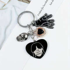 Kids Cartoon Skull Hand Claw & Rhinestone Heart Keychain
