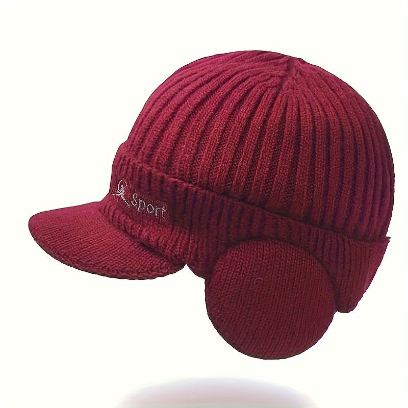 Winter Men's Earflaps Knitted Hat Thick Wool Warm Hat Outdoor Cycling