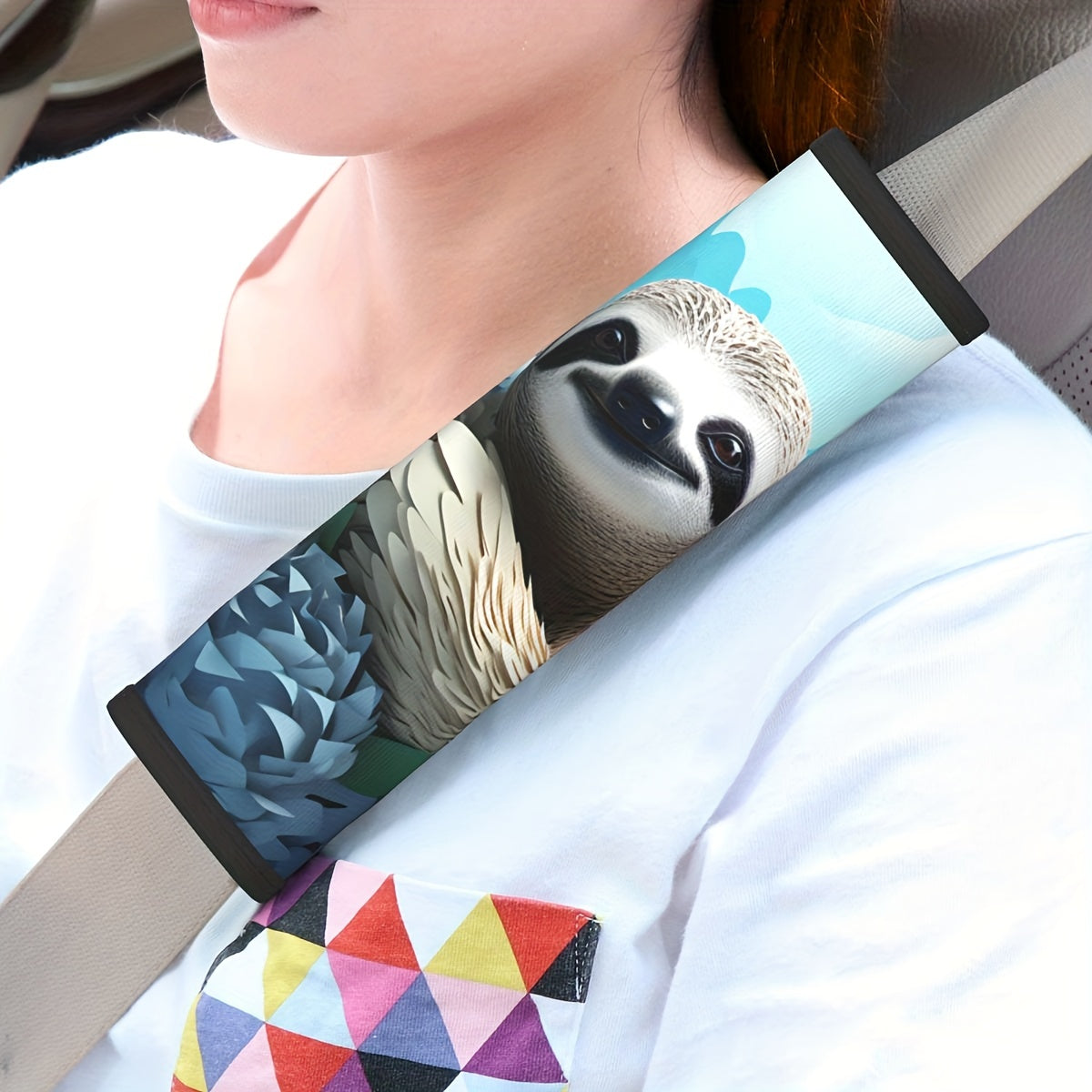1pc Sloth Car Seat Belt Cover Soft Shoulder Protector Pad