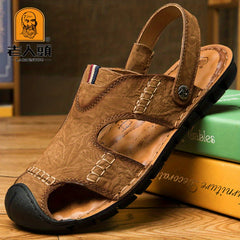 LAORENTOU Men's Wear resistant Non Slip Sandals Closed Toe Comfy Beach Shoes