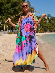 Tie Dye Bat Sleeve Cover Up Dress