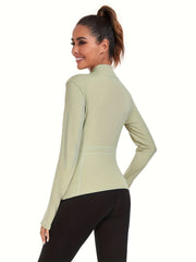 Sporty Jacket Women's Activewear Long Sleeves Full Zipper