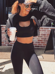 Women's Crewneck Long Sleeve Crop Top
