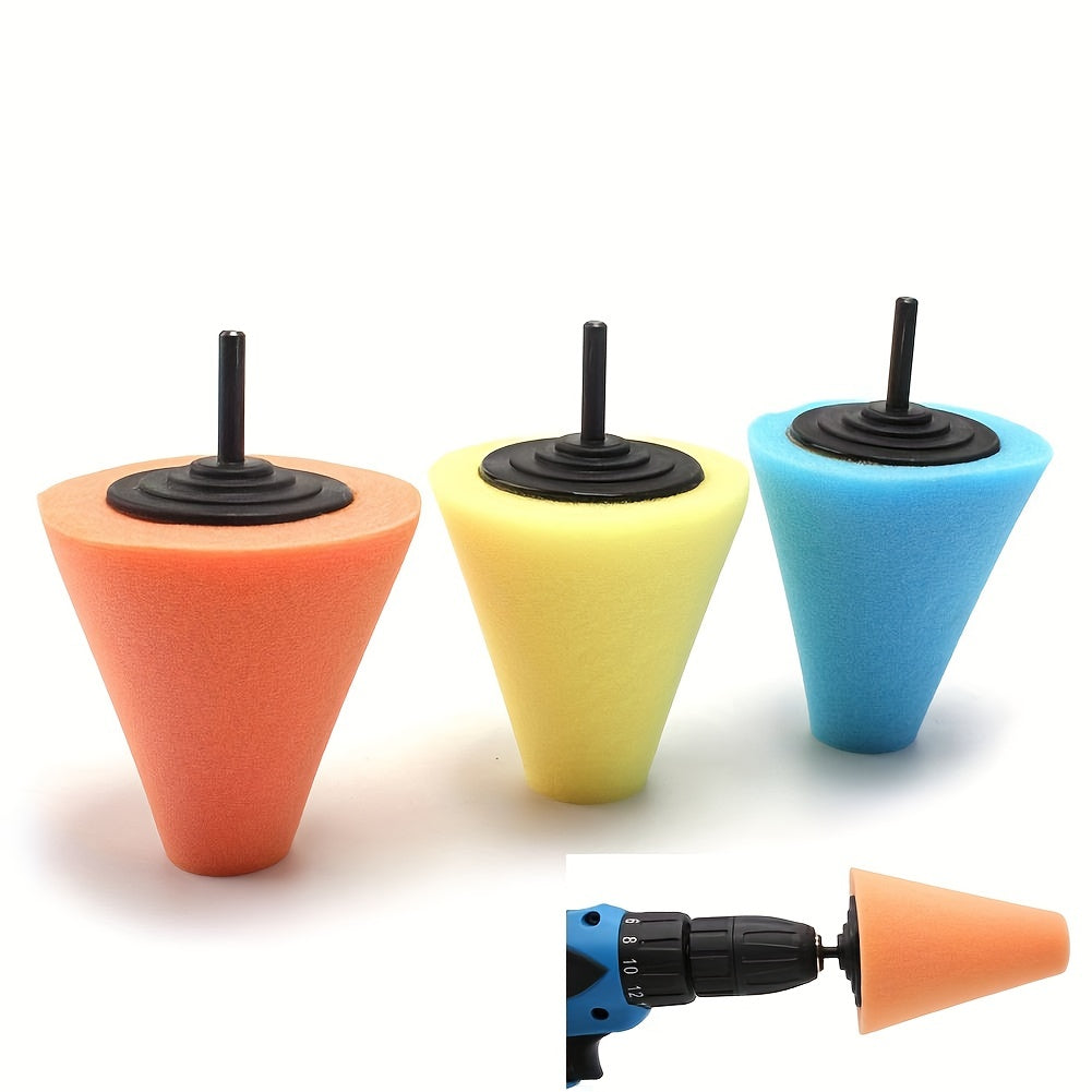 3pcs Car Hub Wheel Polishing Sponge Dead Angle Grinding Head