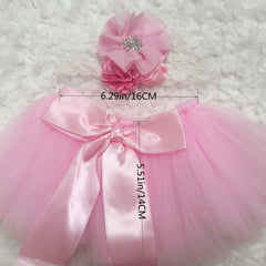 Newborn Baby Photography Props Tutu Skirt Pink Lace Headband Set