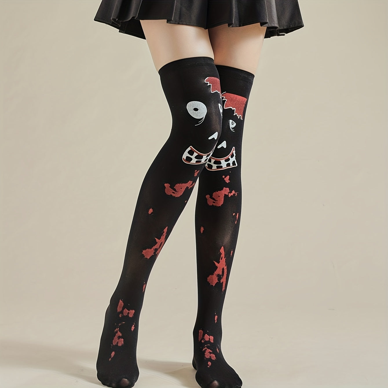 Bloody Print Thigh High Socks Halloween Cosplay Over The Knee Socks