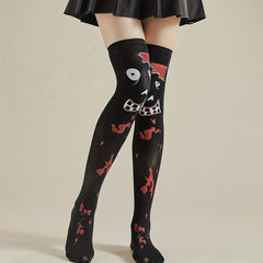Bloody Print Thigh High Socks Halloween Cosplay Over The Knee Socks