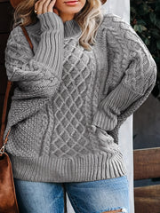 Cable Knit Long Sleeve Round Neck Pullover Jumper
