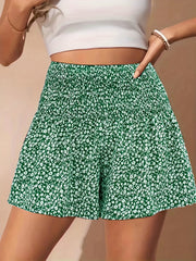 Floral Print Shorts Casual Shirred Waist Summer Shorts Women's Clothing