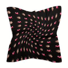 Custom Knitted Scarf with Pink Hearts & Cartoon Faces