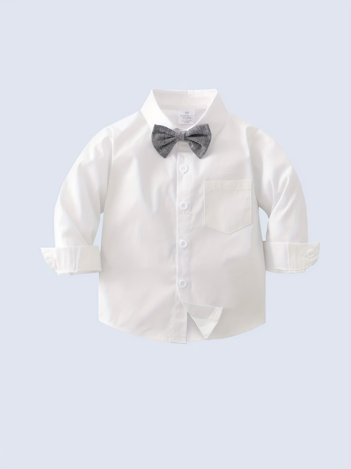 Baby Boy 3pcs Gentleman Suit Long Sleeve Shirt Bow Tie Vest Pants