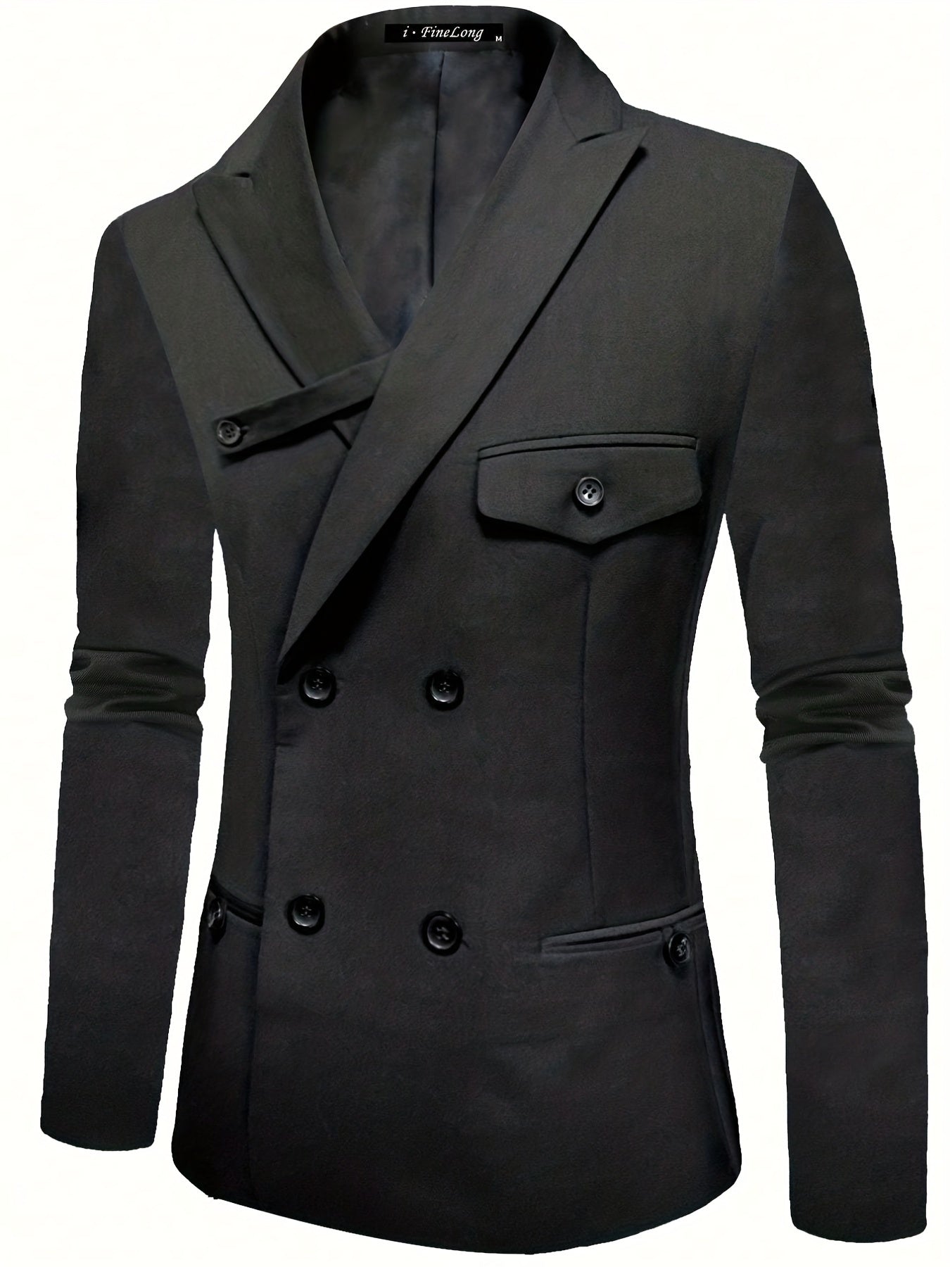 Men's Double Breasted Blazer Solid Lapel Suit Jacket