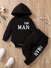 Baby Boy Hooded Bodysuit Trousers Set