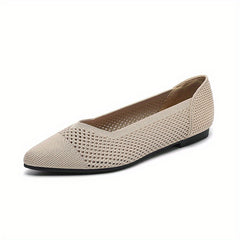 Women's Knitted Flat Shoes Pointed Toe Slip On Soft Sole Ballet Flats