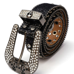 Skull Belt Western Cowboy Stylish Rhinestone Belt Mental Pin Buckle Punk Belt
