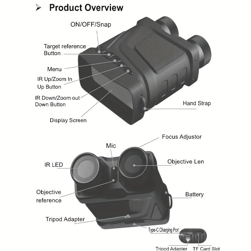 5X Zoom Infrared Night Vision Binoculars 1080P 300M for Camping