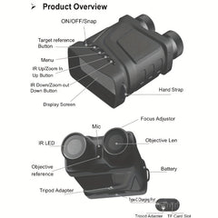 5X Zoom Infrared Night Vision Binoculars 1080P 300M for Camping