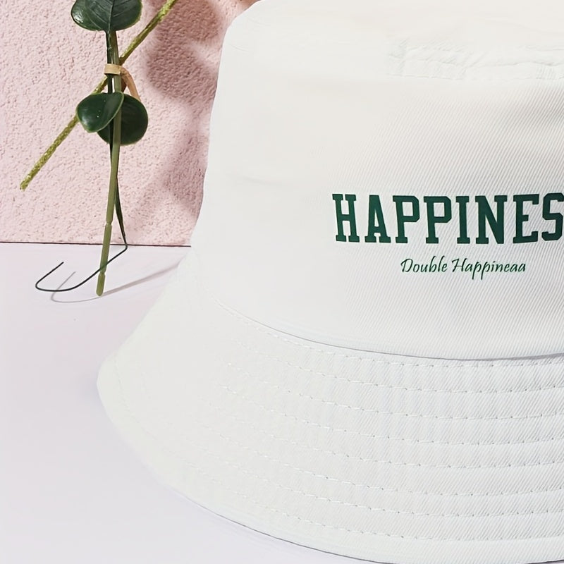 HAPPINESS Bucket Hat Causal Breathable Sunscreen Basin Hat Unisex