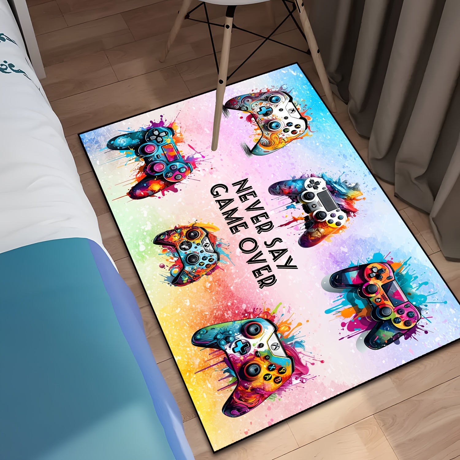 Graffiti Gamepad Print Rug Gaming Area Rug Funny Art Print Floor Mat