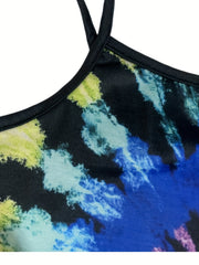 Tie Dye Print Crop Cami Top Y2K Summer Sleeveless Top