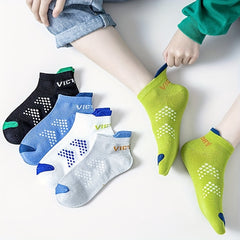 5 Pairs Kids Summer Breathable Mesh Sports Cotton Socks