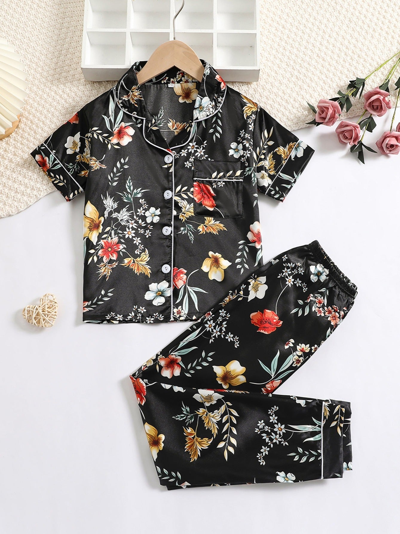 2pcs Girls Printed Loungewear Set
