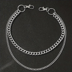 Men's Large Circle Silver Chain with Suit Pants