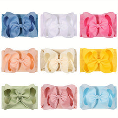 9pcs Baby Girl Nylon Headbands Elastic Stretchy Bow Hairbands
