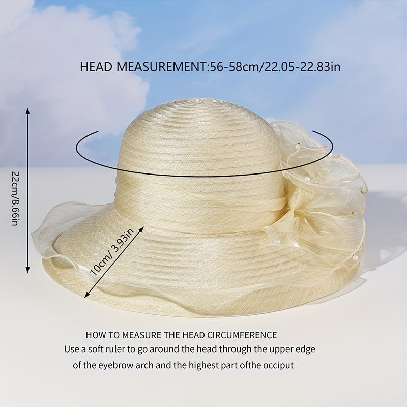 Organza Mesh Flower Bucket Hat Solid Sun Hats Summer Basin Hats