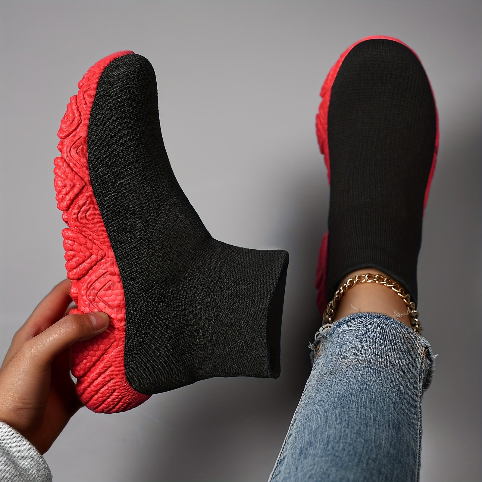 High Top Flying Woven Shoes Mesh Breathable Running Shoes