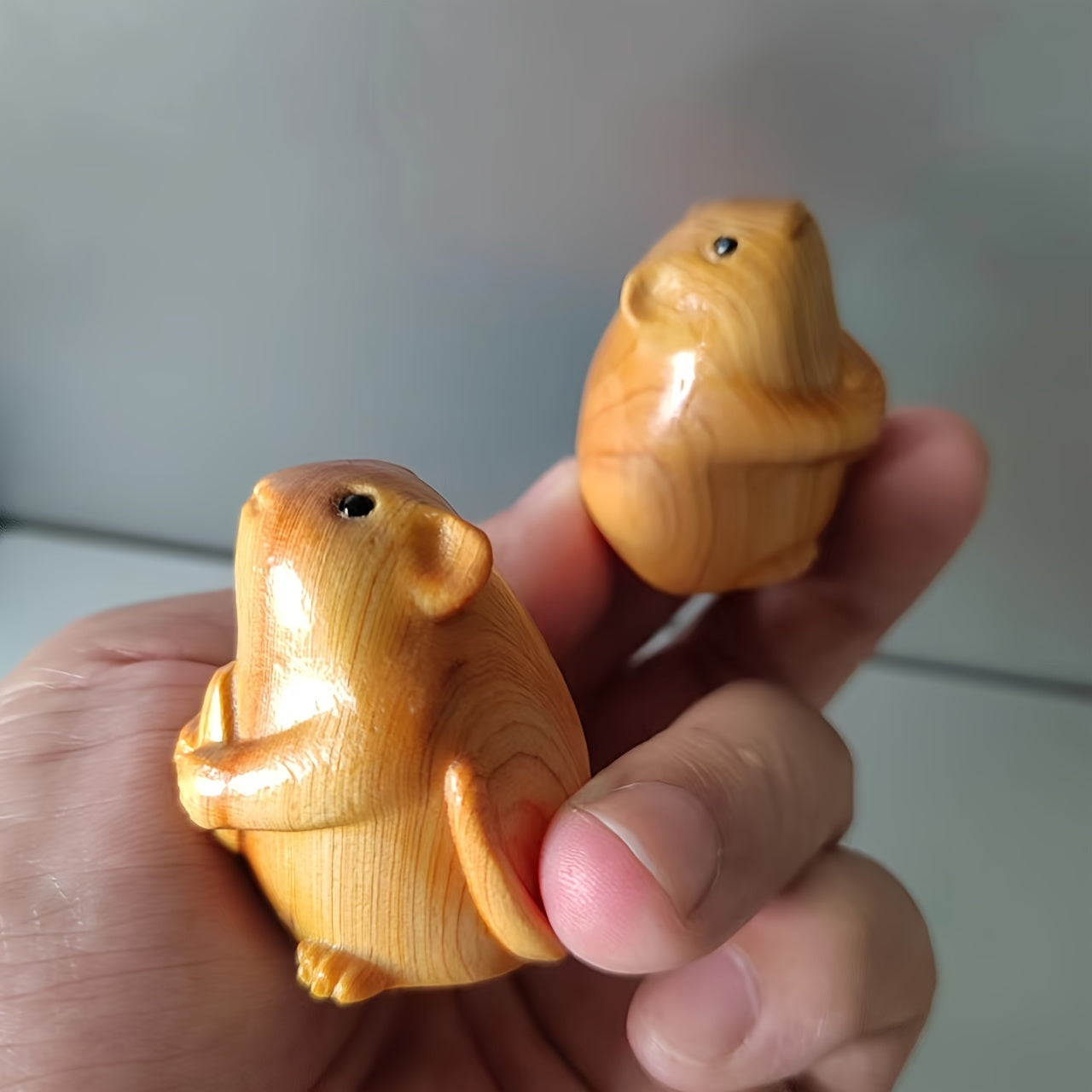 Wooden Carved Mouse Melon Ornament Birthday Holiday Gift