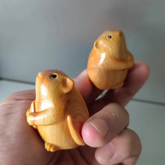Wooden Carved Mouse Melon Ornament Birthday Holiday Gift