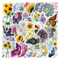 50pcs Flower Bouquet Graffiti Stickers for Laptop Helmet Water Cup DIY Journal