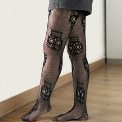 Skull Print Mesh Fishnet Stockings