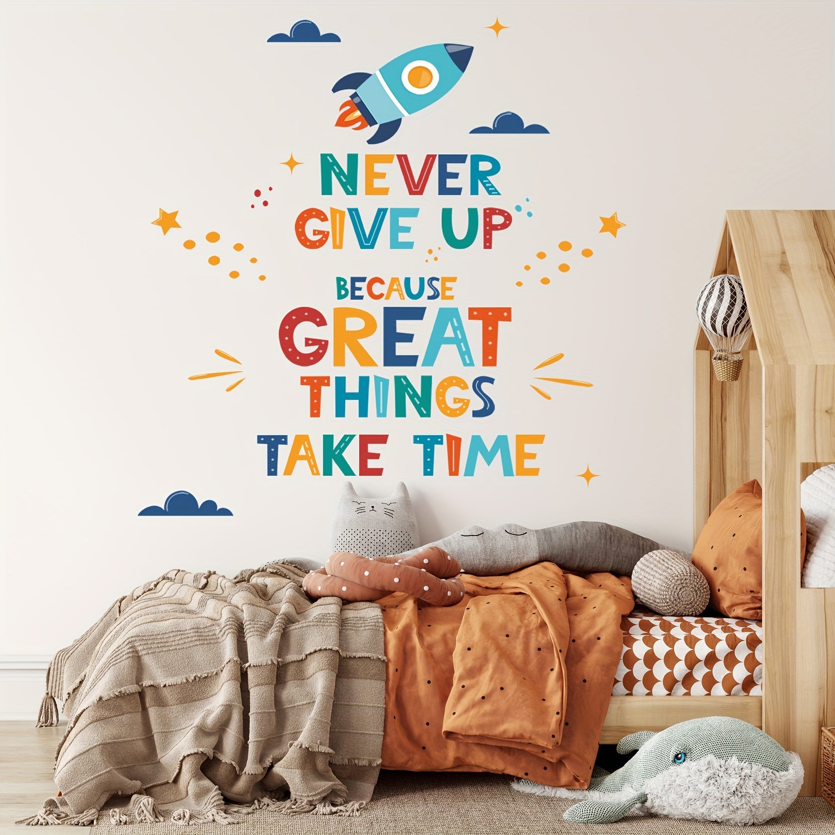 Motivational Wall Decal - Never Give Up, Great Things Take Time