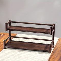 Double Shelf Solid Wood Storage Rack Tea Set Rack Succulent Rack
