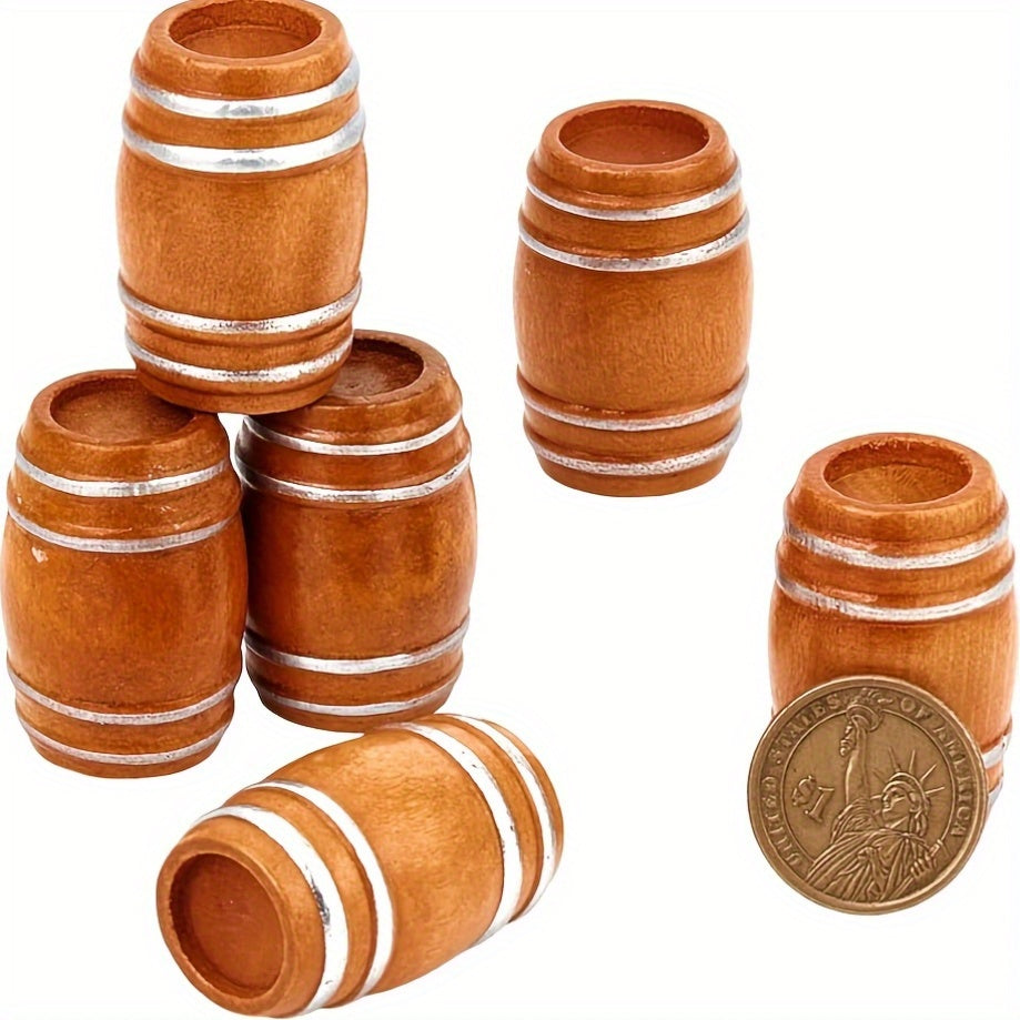 Wooden Barrel Bar Scene Props with Model Accessories Dollhouse Toy