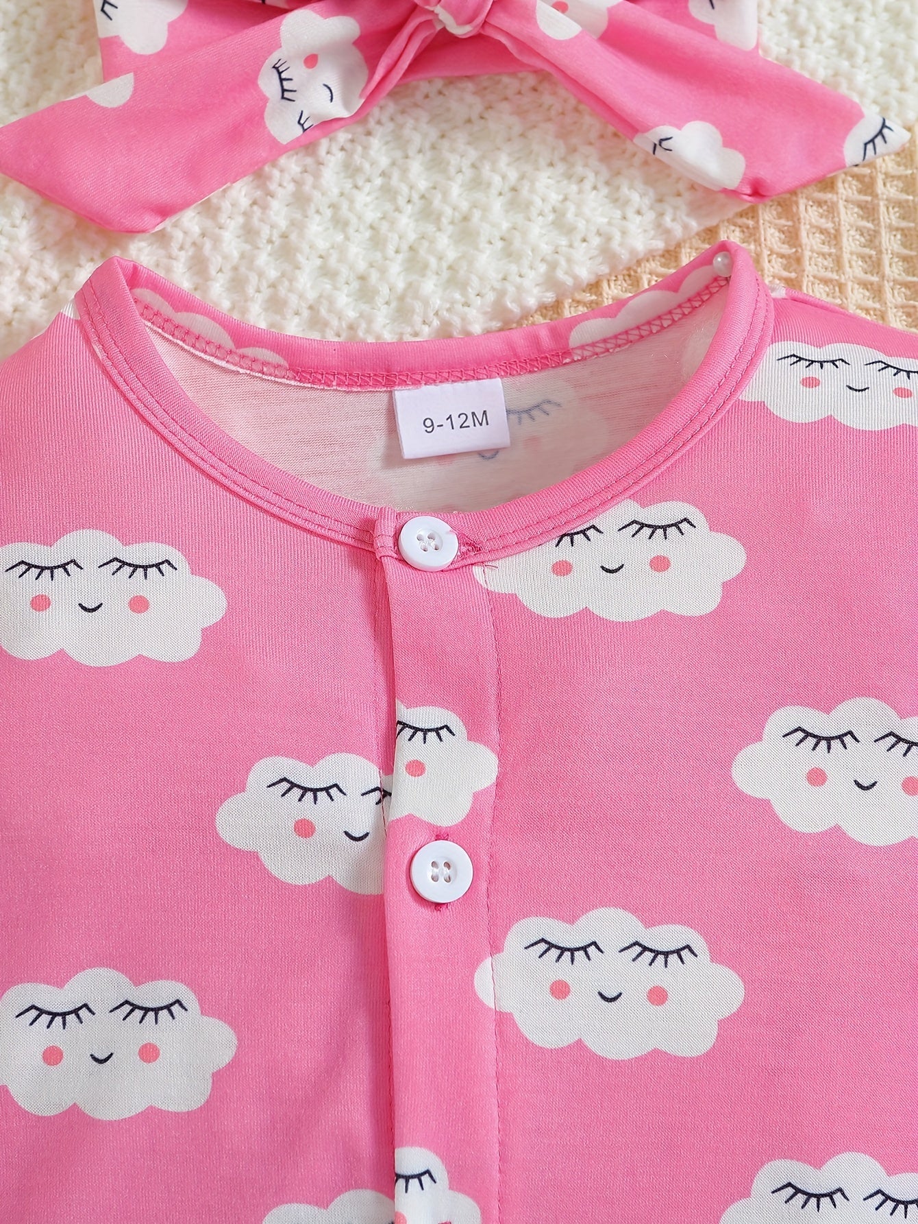 2pcs Baby Girls Clouds Print Bodysuit Set