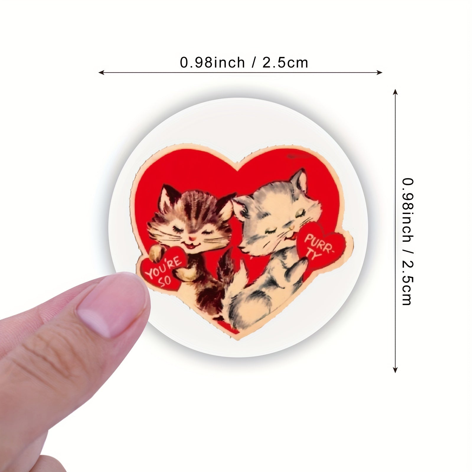 500 Retro Heart Shape Adhesive Stickers Roll Wedding Anniversary Invit