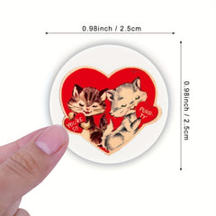 500 Retro Heart Shape Adhesive Stickers Roll Wedding Anniversary Invit