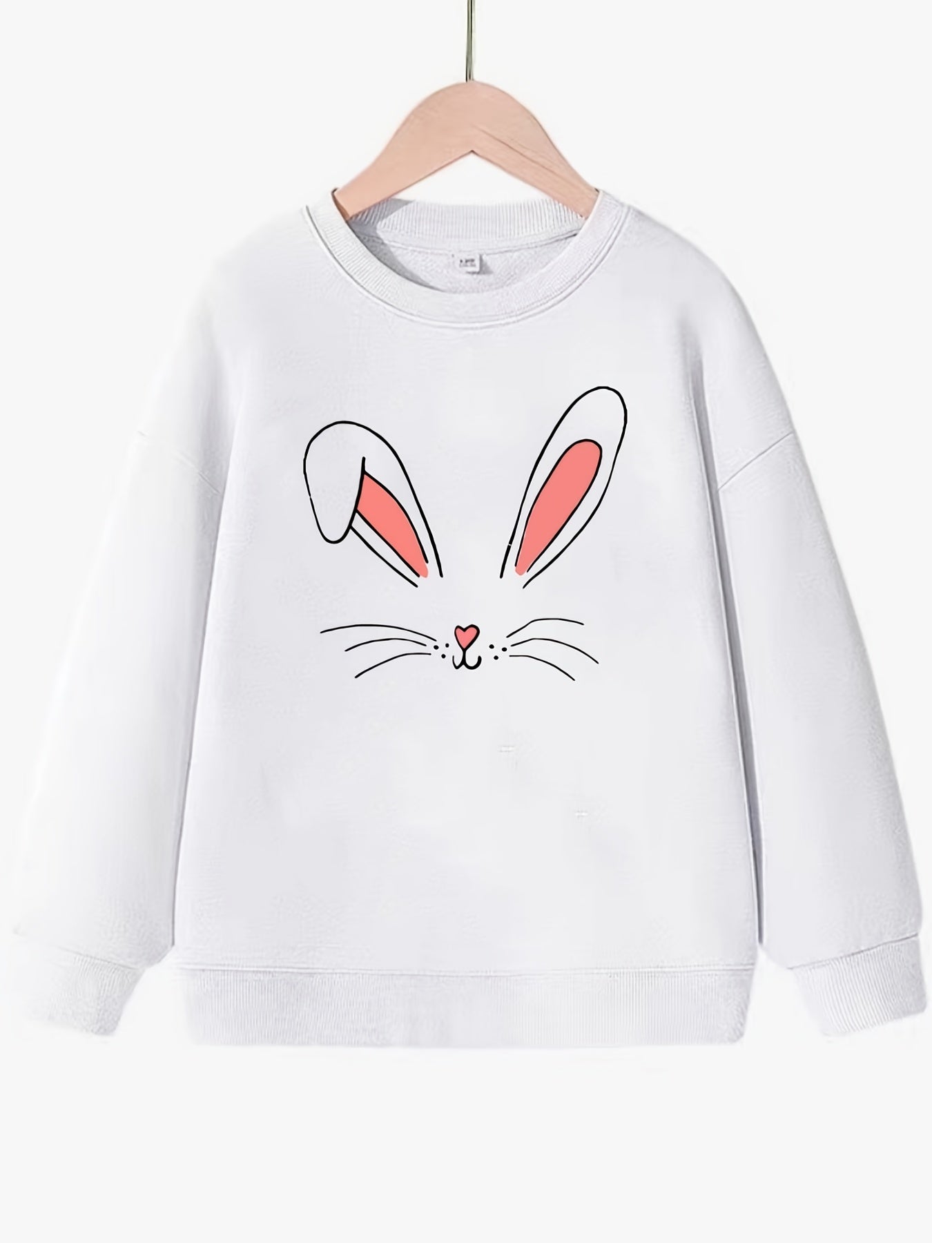 Bunny Ears Pattern Sweatshirt For Girls Round Neck Top Pullovers