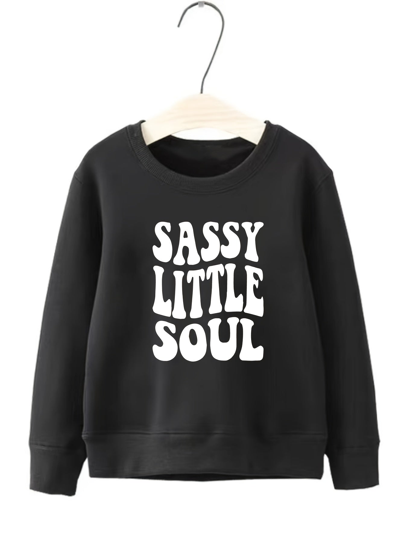 Girls Sassy Little Soul Print Crew Neck Sweatshirt Top Pullover